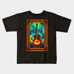 Acoustic Guitar Oil Painting Style Digital Art Kids T-Shirt